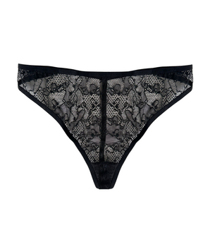 Front-Coverage Black G-String