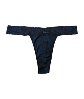 Basic Onyx Lace-Band Thong