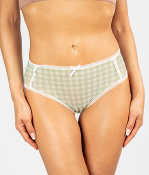 Green Gingham Mesh Brief