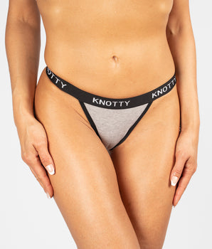 Grey Cotton Knotty Banded Thong