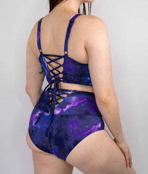 Violet Nebula Compression Tankini Swim Top