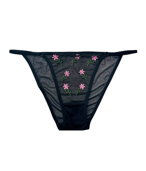 Sheer Daisy-Embroidered Bikini