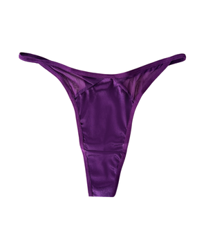 High-Rise Purple Satin Thong