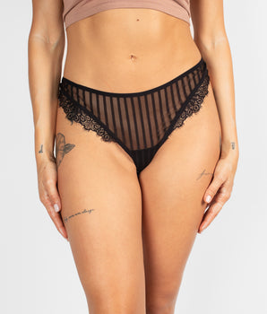 Stripe & Lace Charmer Thong