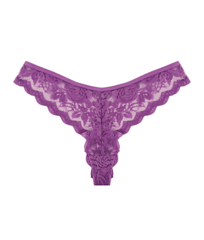 Plum Lace Floral Thong