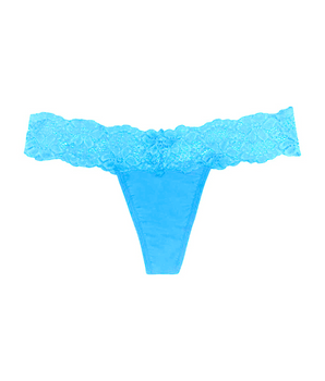 Neon Blue Lace-Band Thong