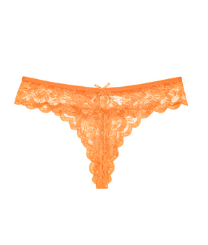 Orange Scalloped-Lace Thong