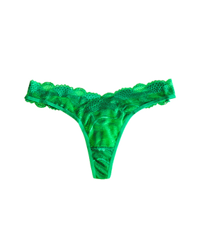 Kelly-Green Crossover Lace Thong